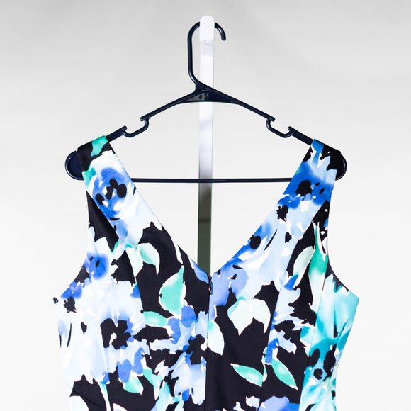 Chaps Ralph Lauren Women Dress Floral V-Neck Stretch Spring Cocktail Colorful 12 - Picture 7 of 8